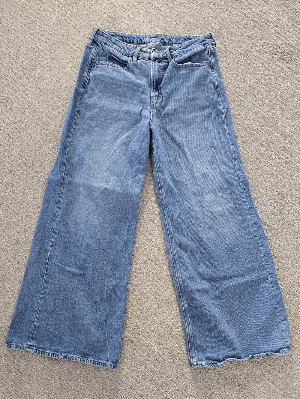 Old Navy Extra High Rise Super Wide Leg Light Blue Women's Jeans